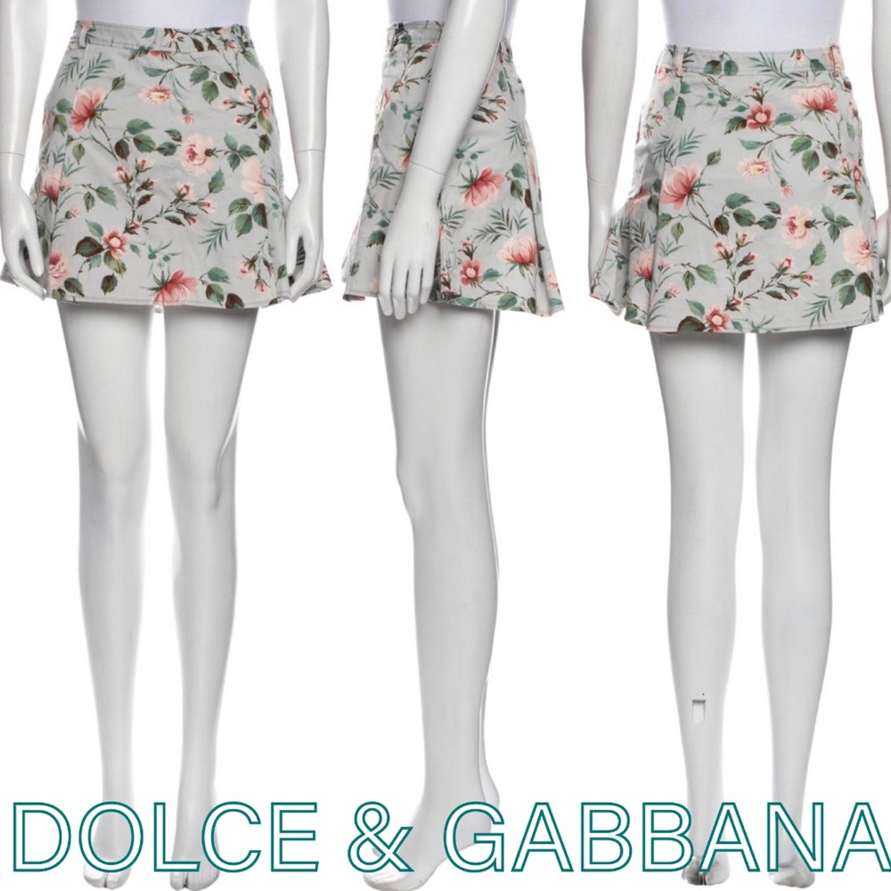 🚫SOLD🚫 D&G Pleated Floral Mini Skirt IT 44 NWOT